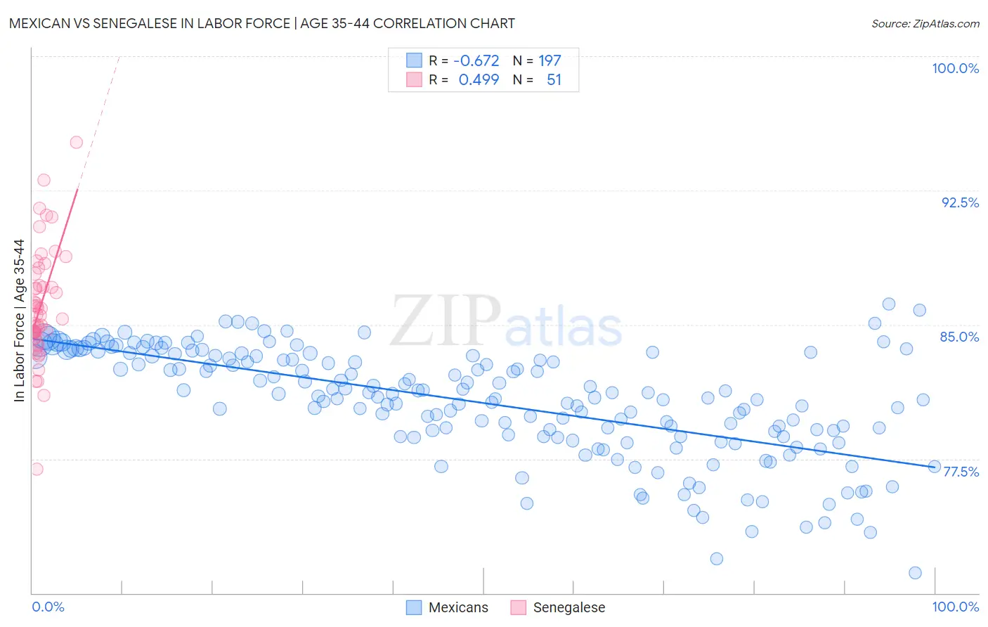 Mexican vs Senegalese In Labor Force | Age 35-44