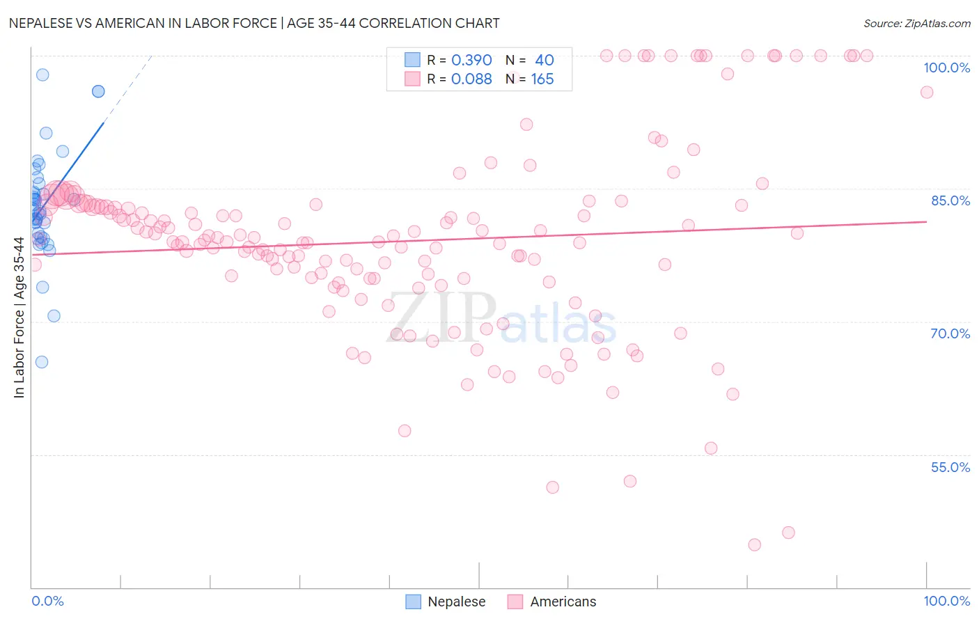 Nepalese vs American In Labor Force | Age 35-44