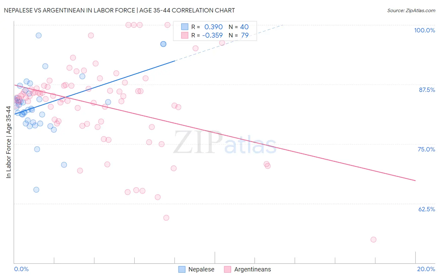 Nepalese vs Argentinean In Labor Force | Age 35-44