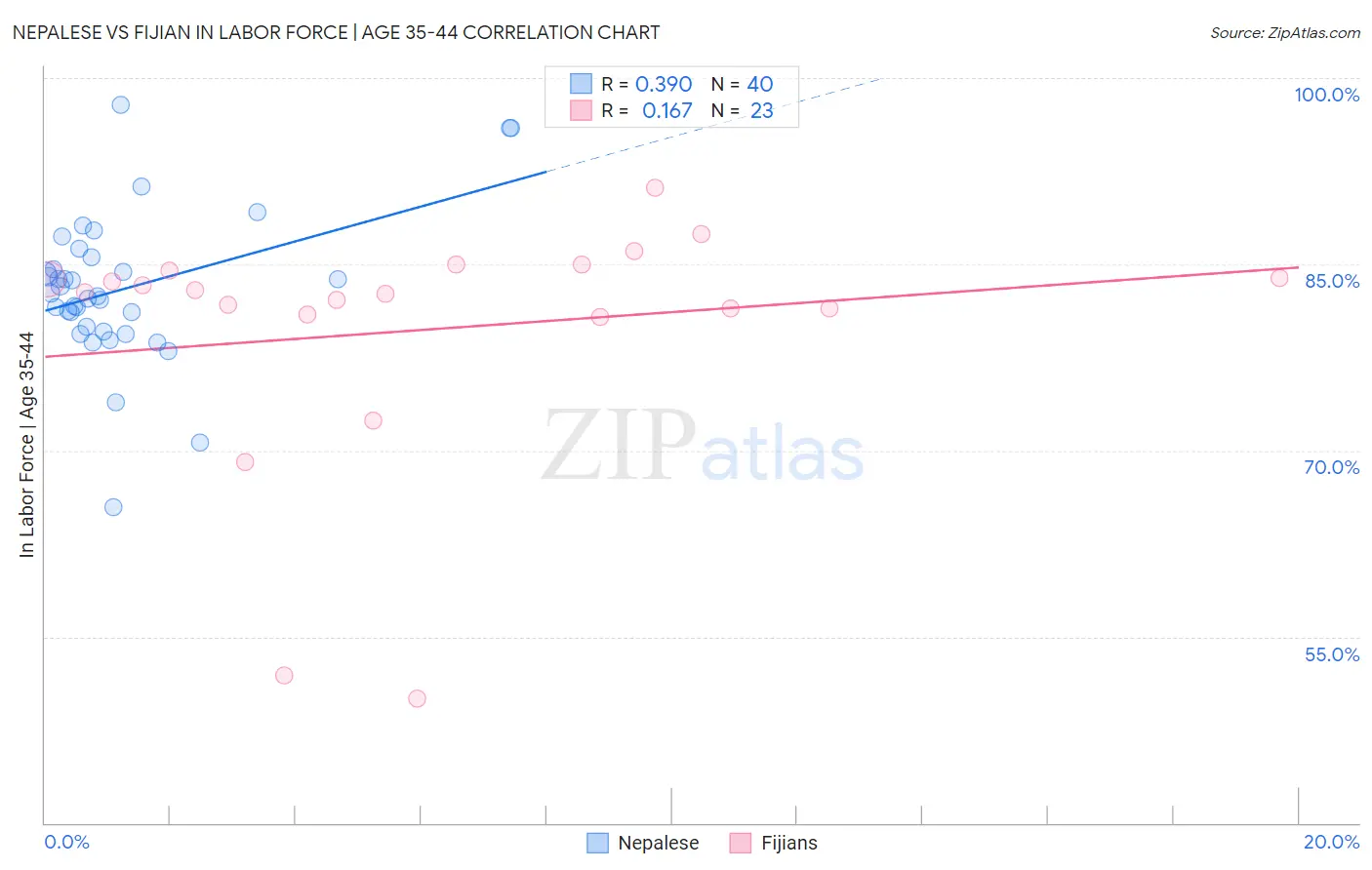 Nepalese vs Fijian In Labor Force | Age 35-44