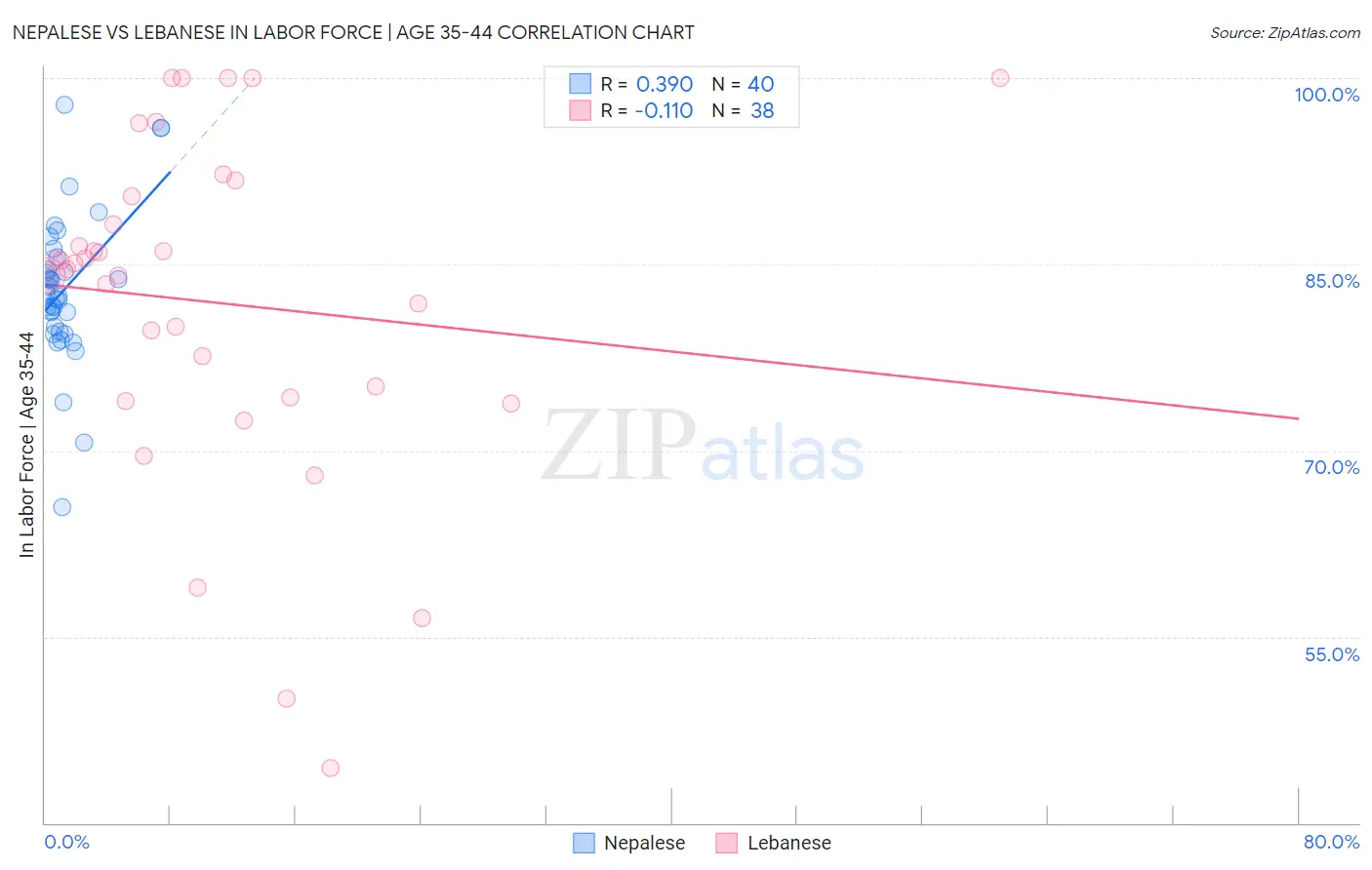 Nepalese vs Lebanese In Labor Force | Age 35-44