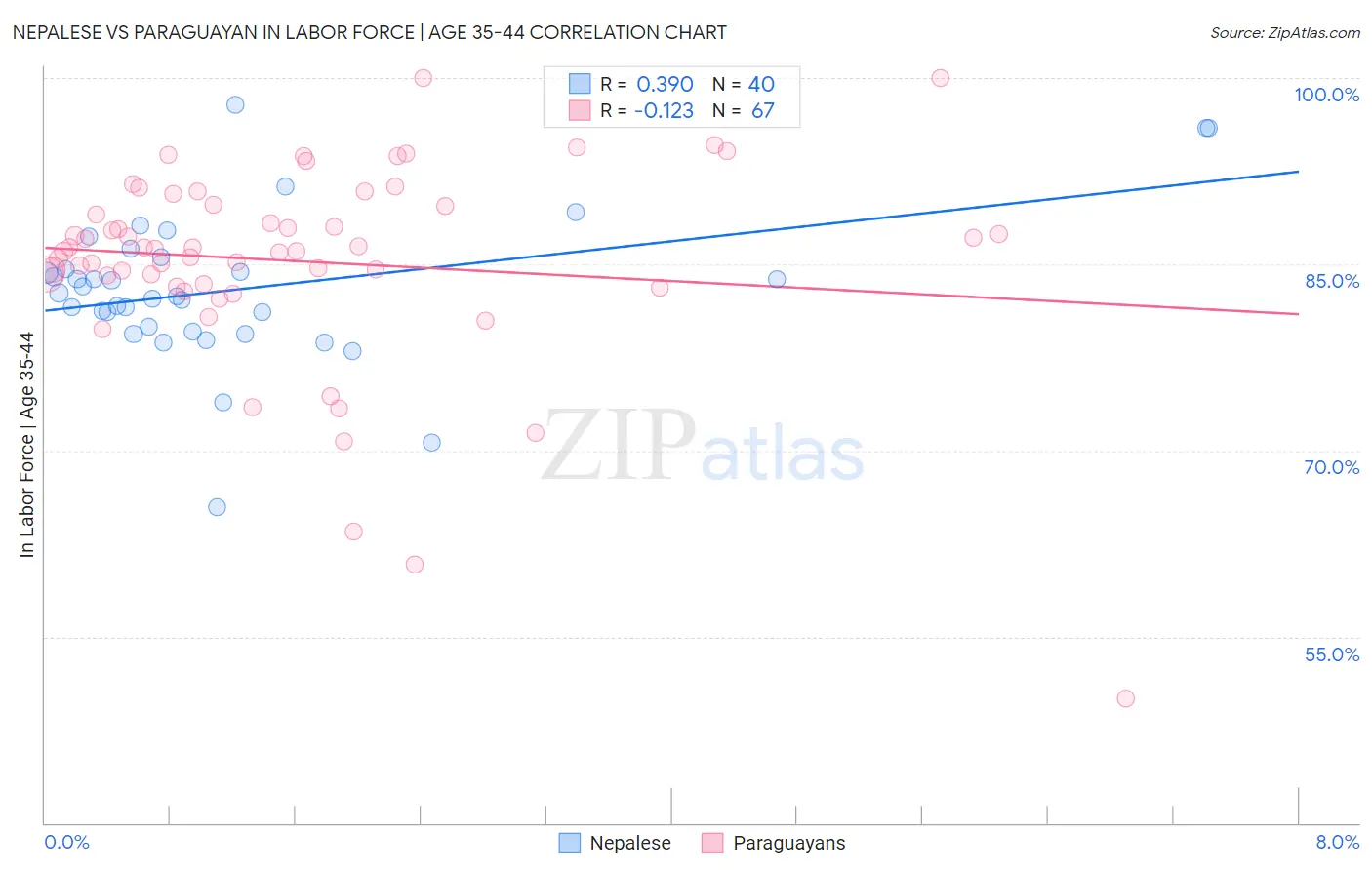 Nepalese vs Paraguayan In Labor Force | Age 35-44