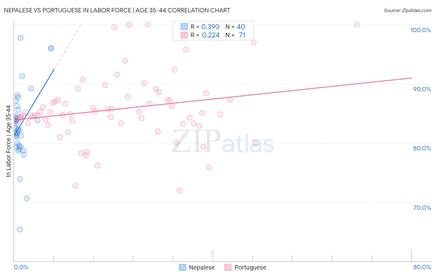 Nepalese vs Portuguese In Labor Force | Age 35-44