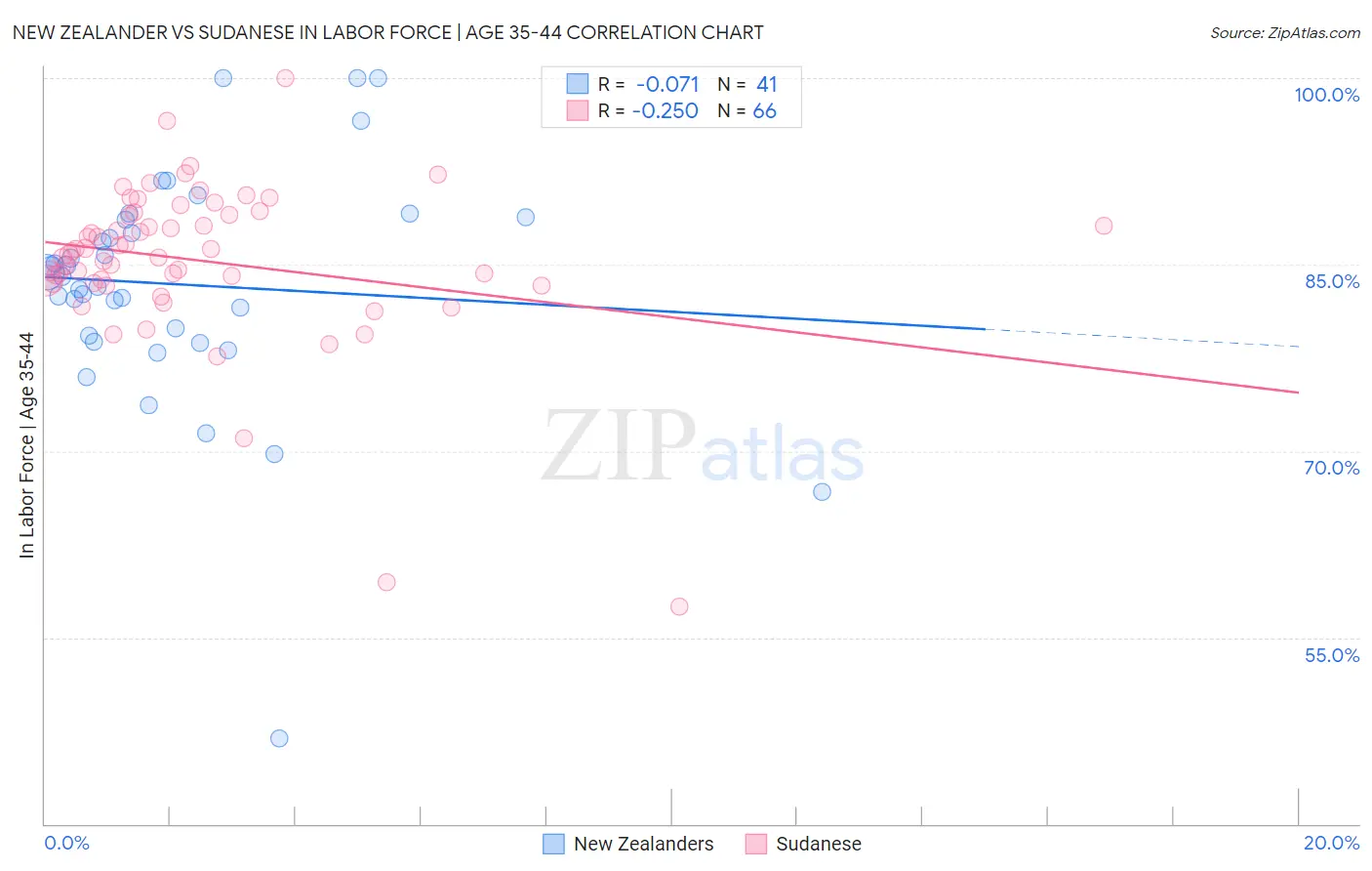 New Zealander vs Sudanese In Labor Force | Age 35-44