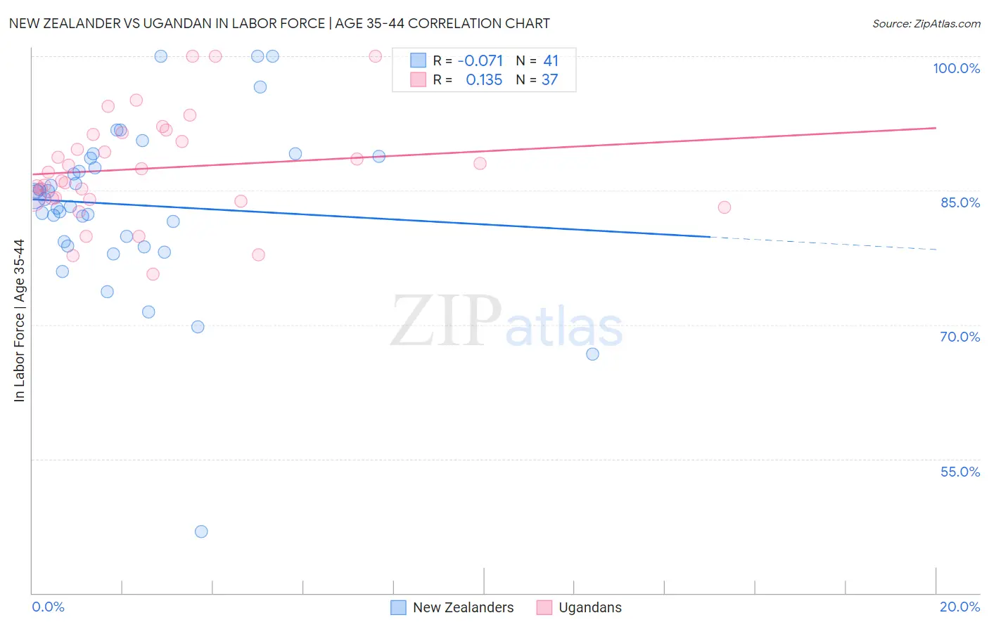 New Zealander vs Ugandan In Labor Force | Age 35-44