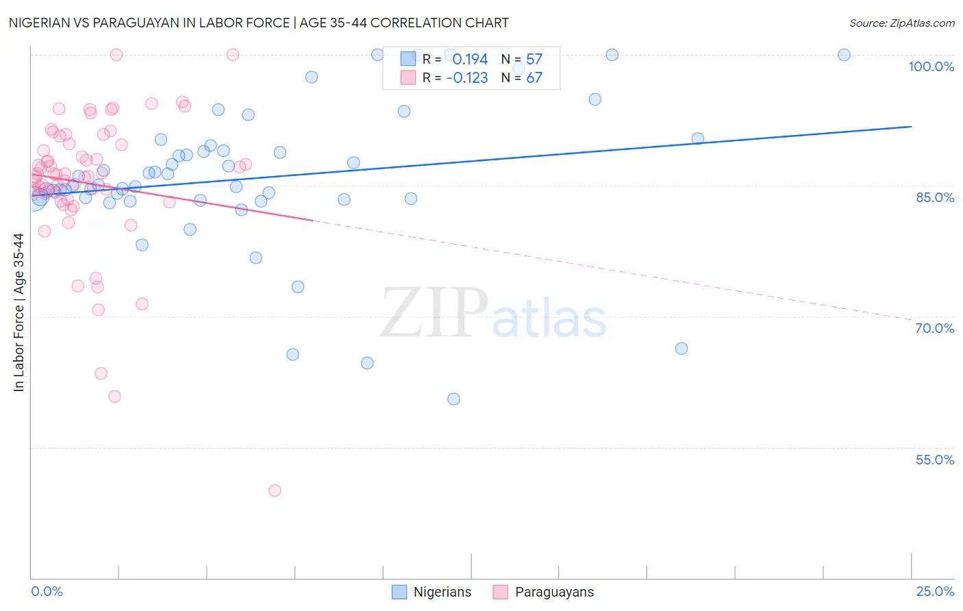 Nigerian vs Paraguayan In Labor Force | Age 35-44