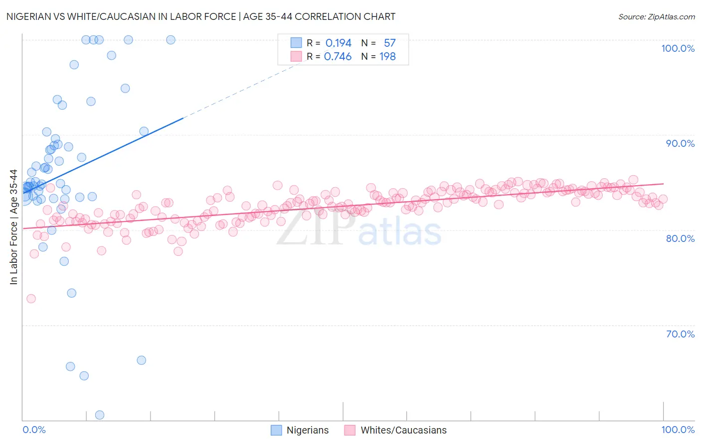 Nigerian vs White/Caucasian In Labor Force | Age 35-44