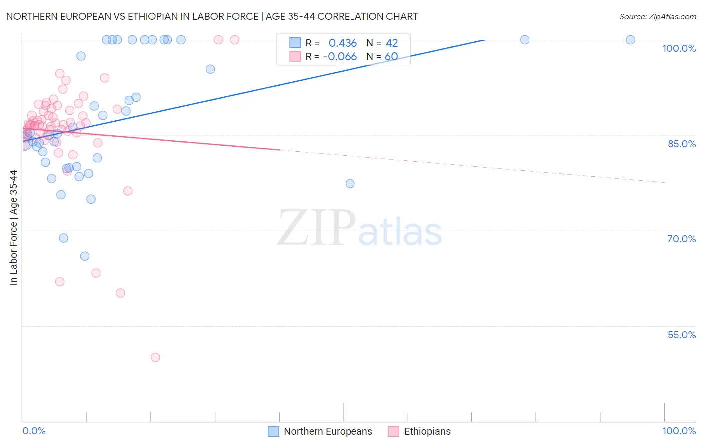 Northern European vs Ethiopian In Labor Force | Age 35-44