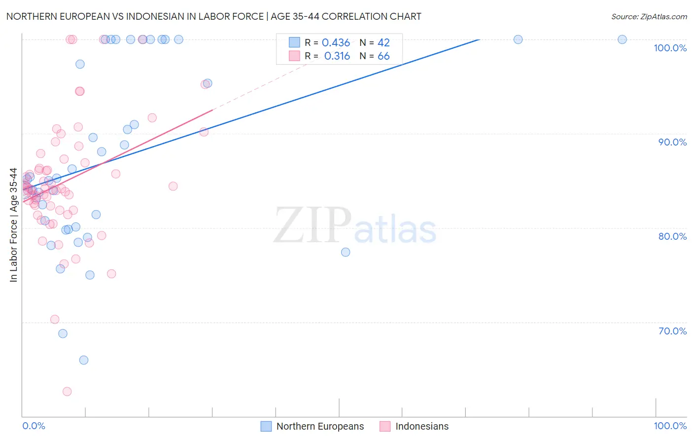 Northern European vs Indonesian In Labor Force | Age 35-44