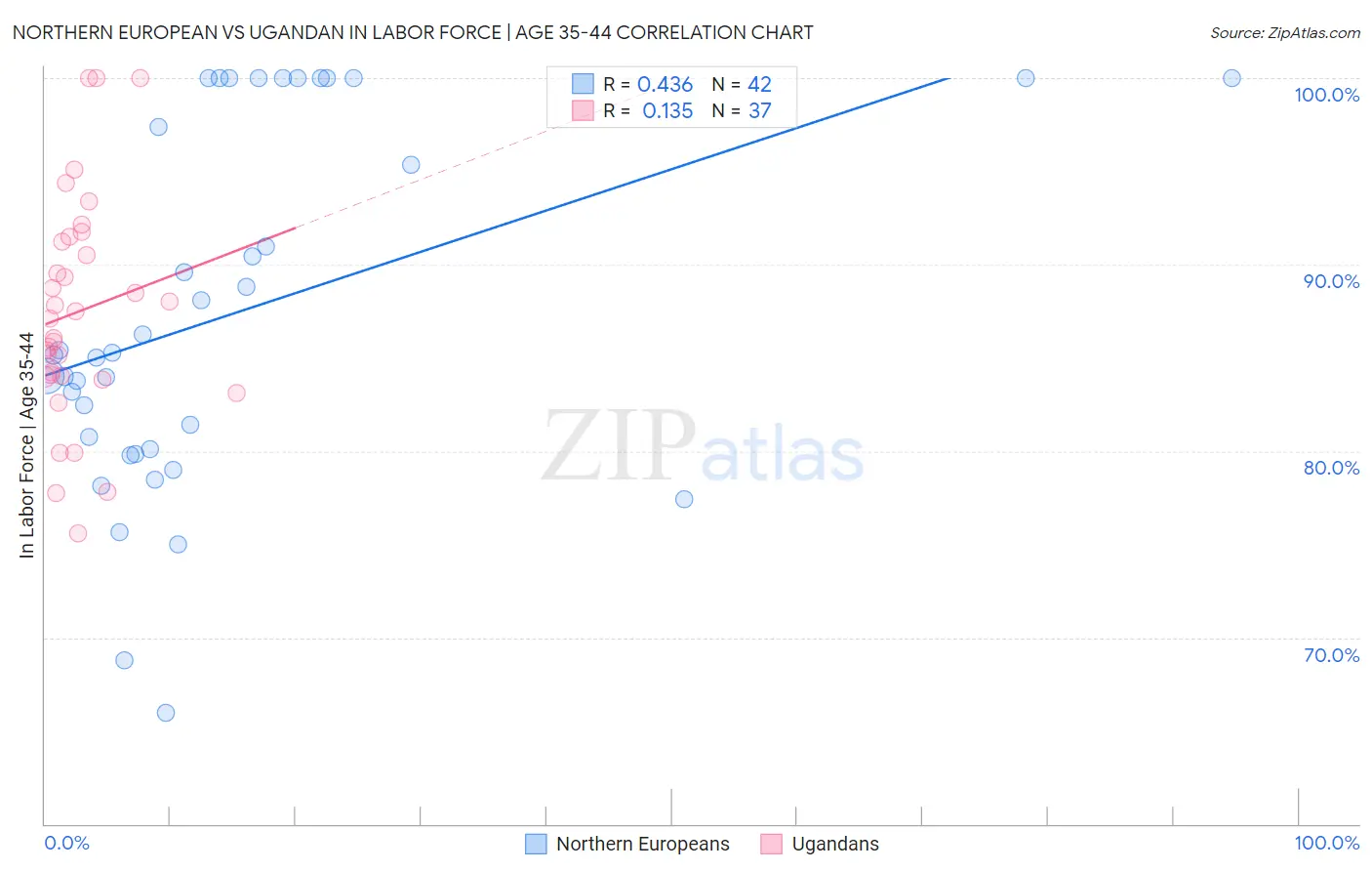 Northern European vs Ugandan In Labor Force | Age 35-44