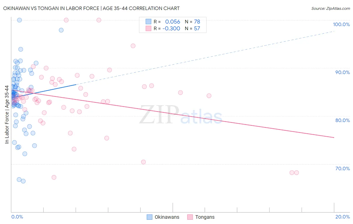 Okinawan vs Tongan In Labor Force | Age 35-44