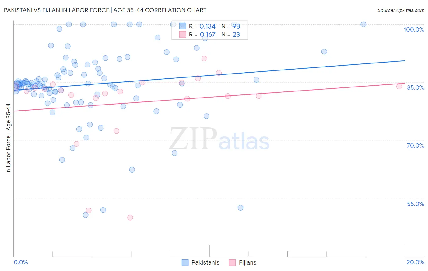 Pakistani vs Fijian In Labor Force | Age 35-44