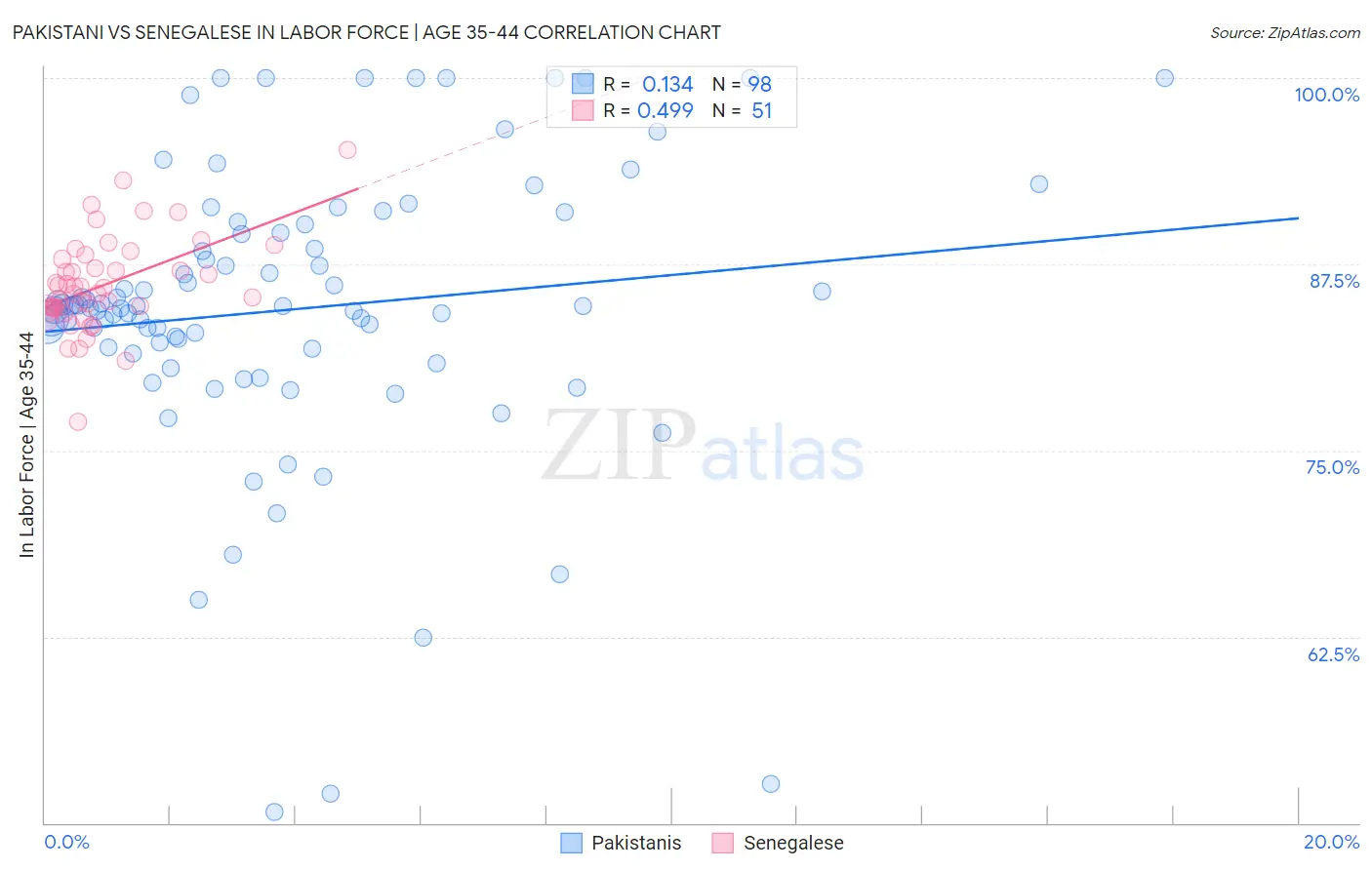 Pakistani vs Senegalese In Labor Force | Age 35-44