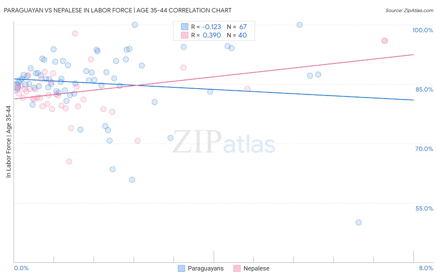 Paraguayan vs Nepalese In Labor Force | Age 35-44