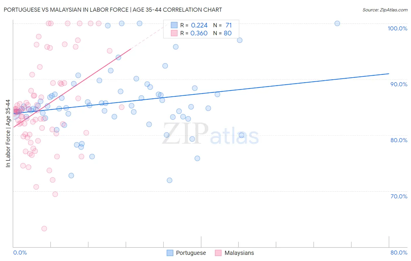 Portuguese vs Malaysian In Labor Force | Age 35-44