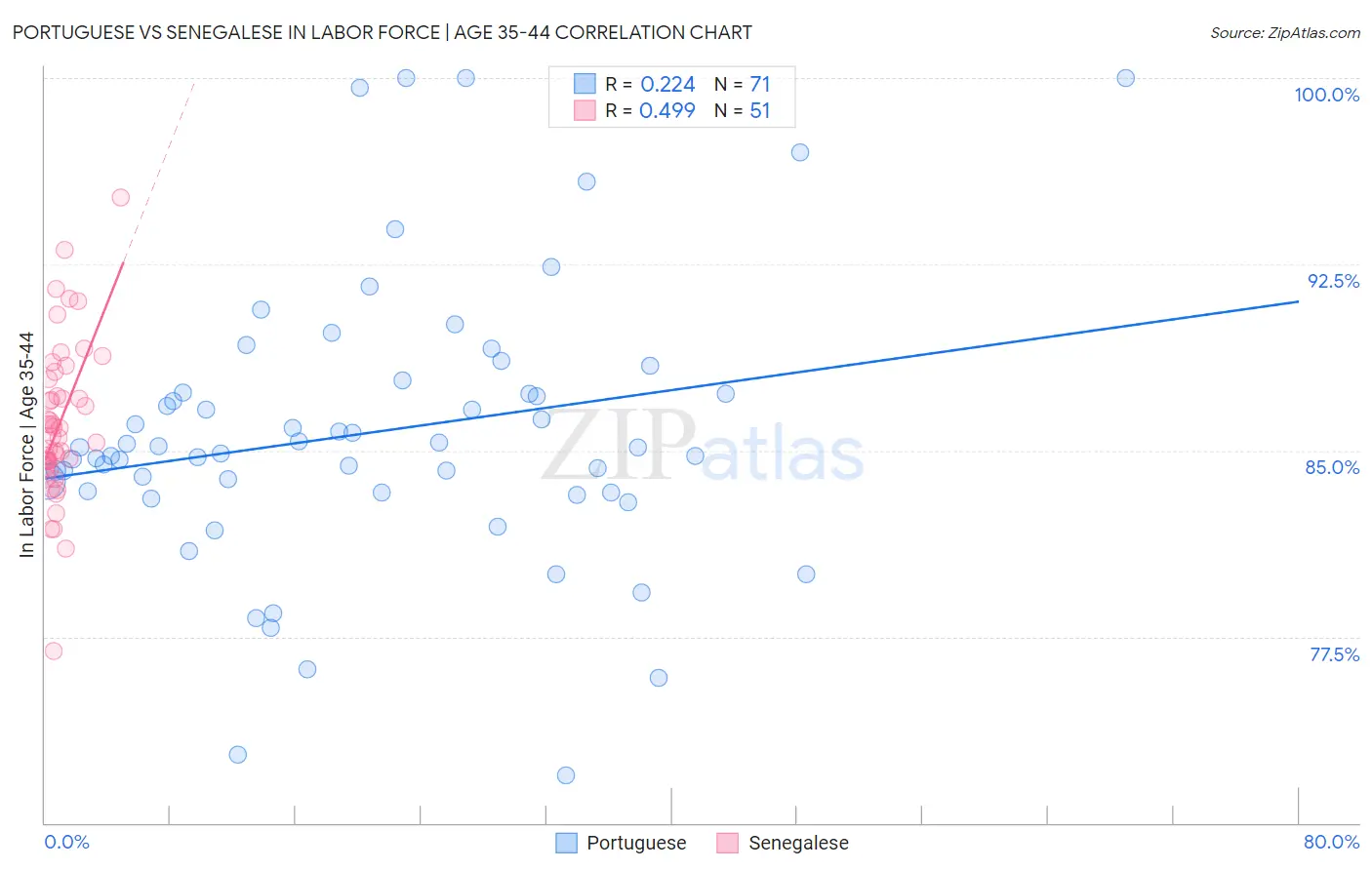 Portuguese vs Senegalese In Labor Force | Age 35-44