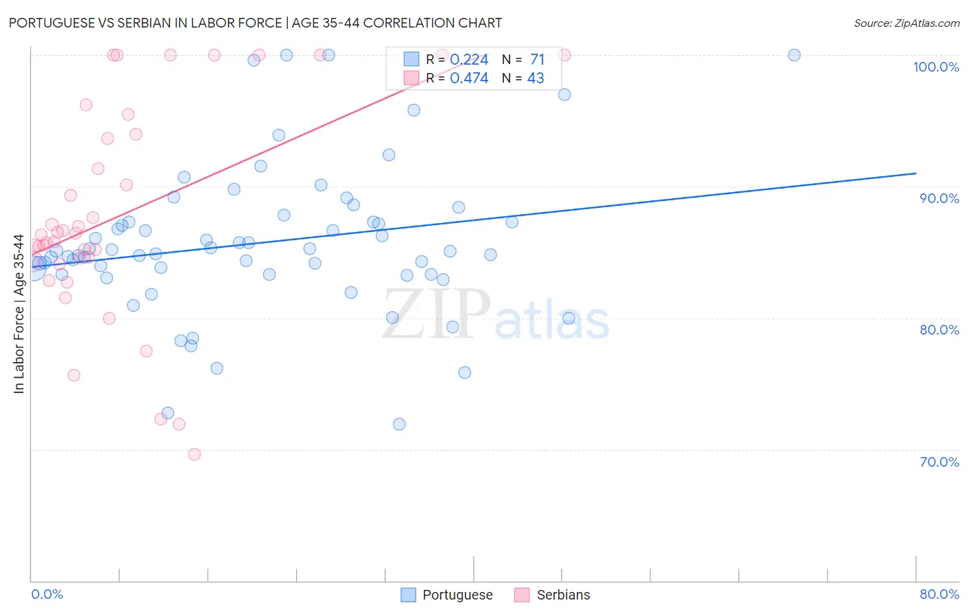 Portuguese vs Serbian In Labor Force | Age 35-44