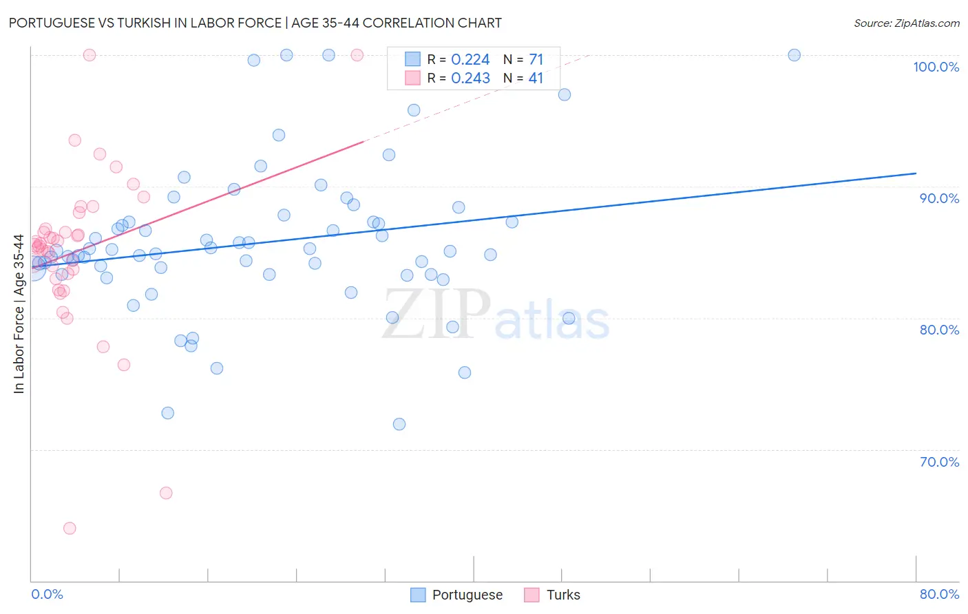 Portuguese vs Turkish In Labor Force | Age 35-44