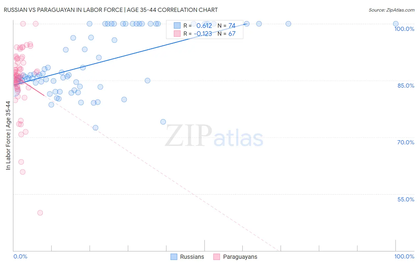 Russian vs Paraguayan In Labor Force | Age 35-44