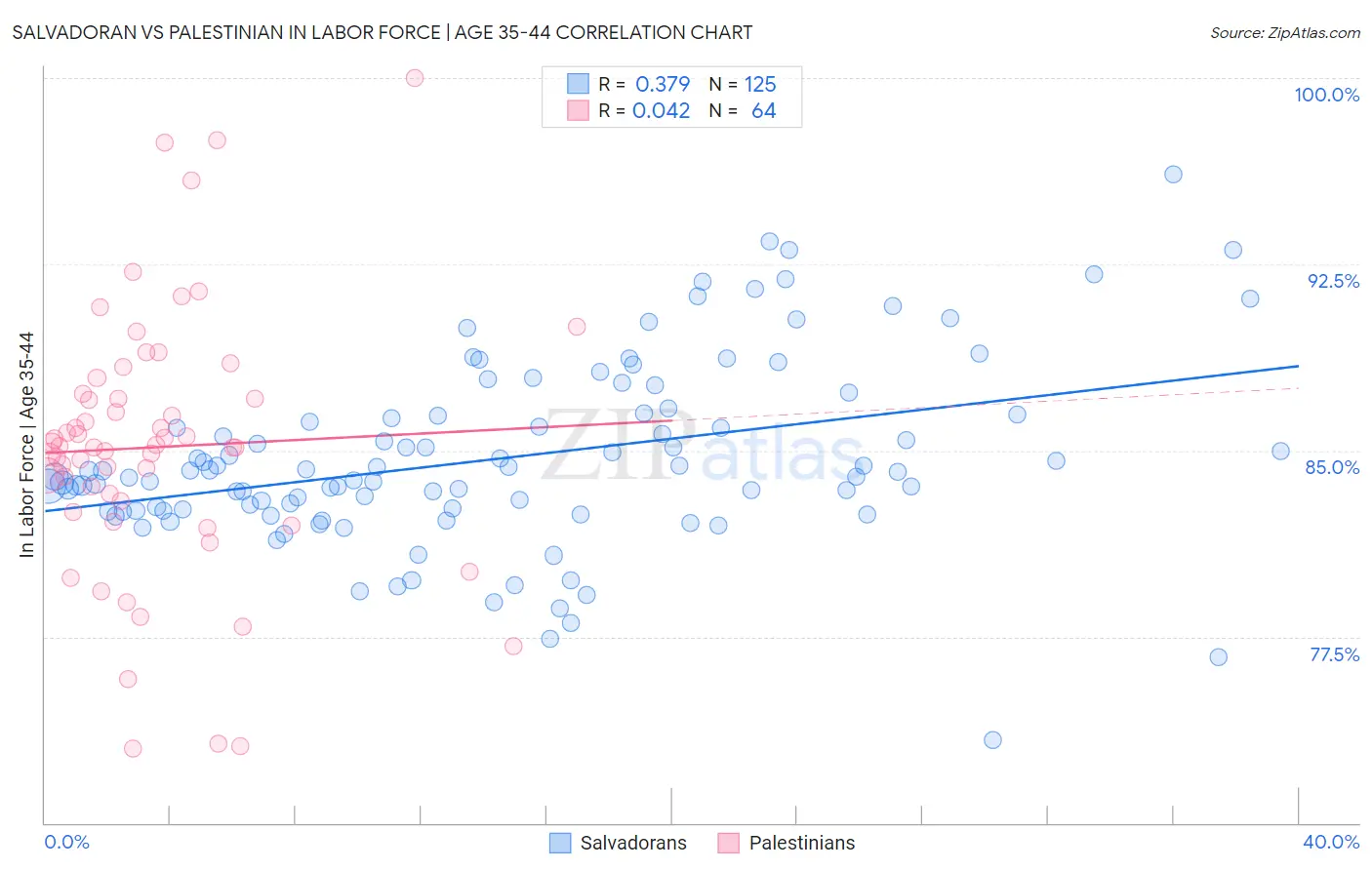 Salvadoran vs Palestinian In Labor Force | Age 35-44