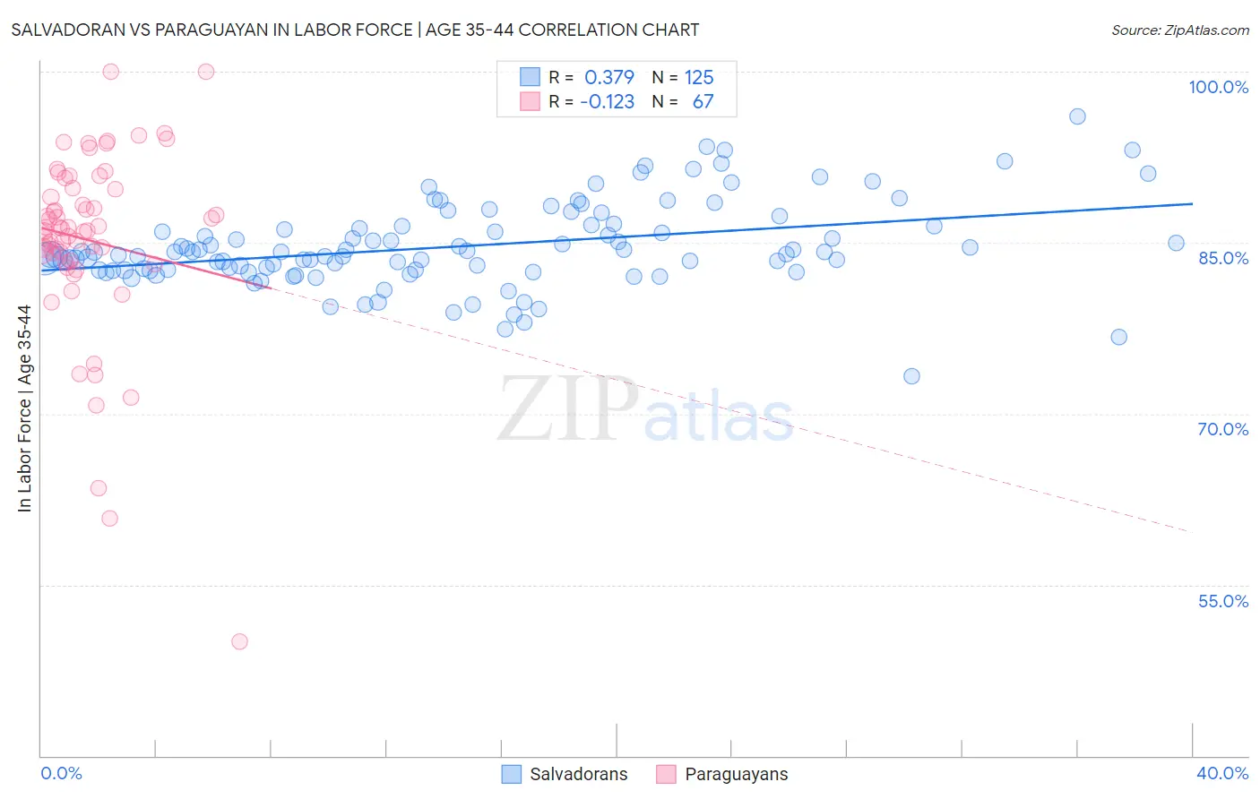 Salvadoran vs Paraguayan In Labor Force | Age 35-44
