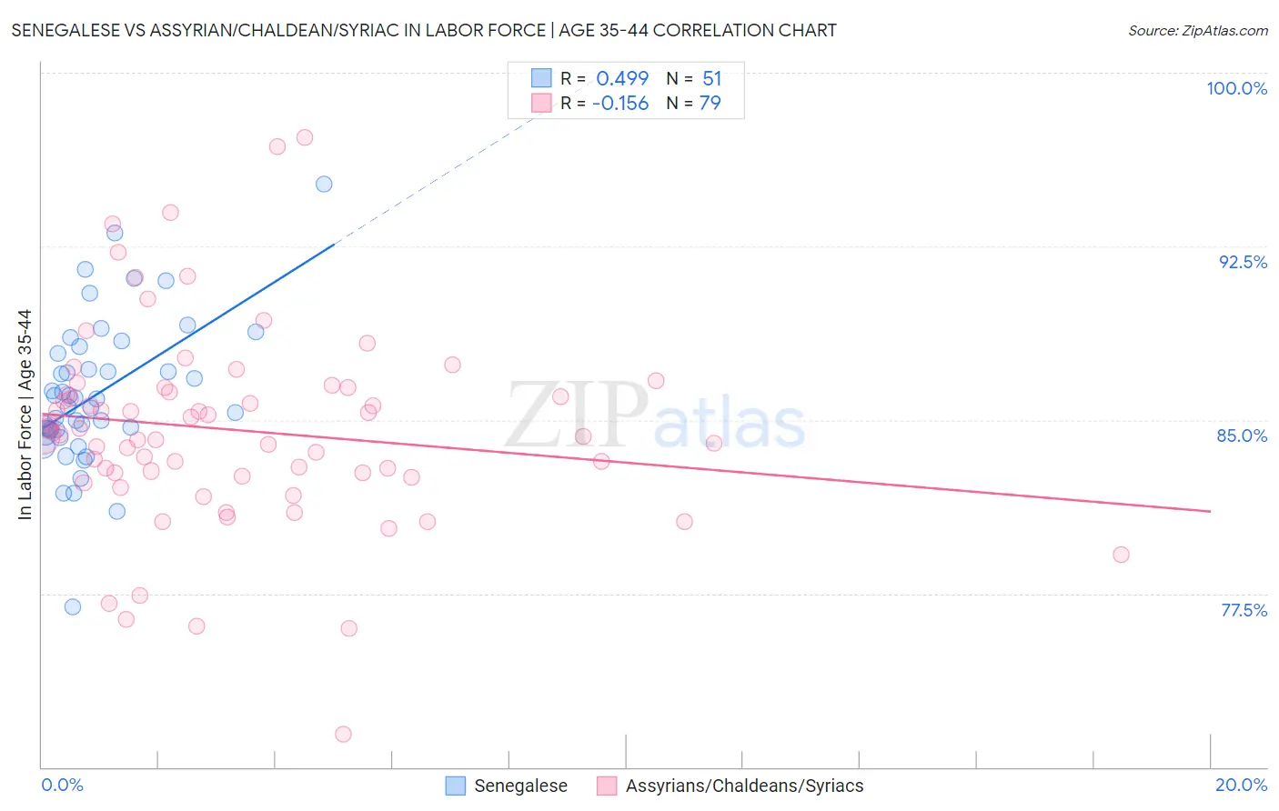 Senegalese vs Assyrian/Chaldean/Syriac In Labor Force | Age 35-44