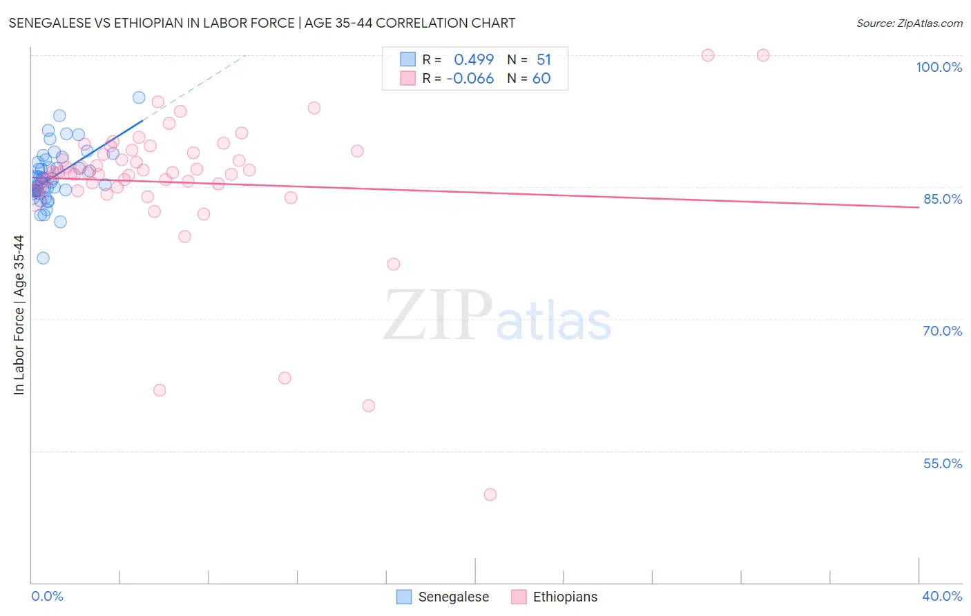 Senegalese vs Ethiopian In Labor Force | Age 35-44