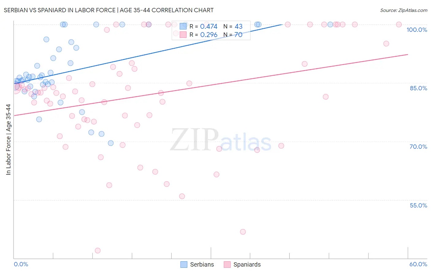 Serbian vs Spaniard In Labor Force | Age 35-44