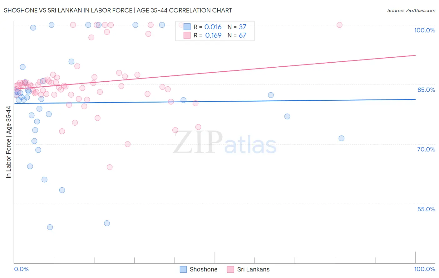 Shoshone vs Sri Lankan In Labor Force | Age 35-44