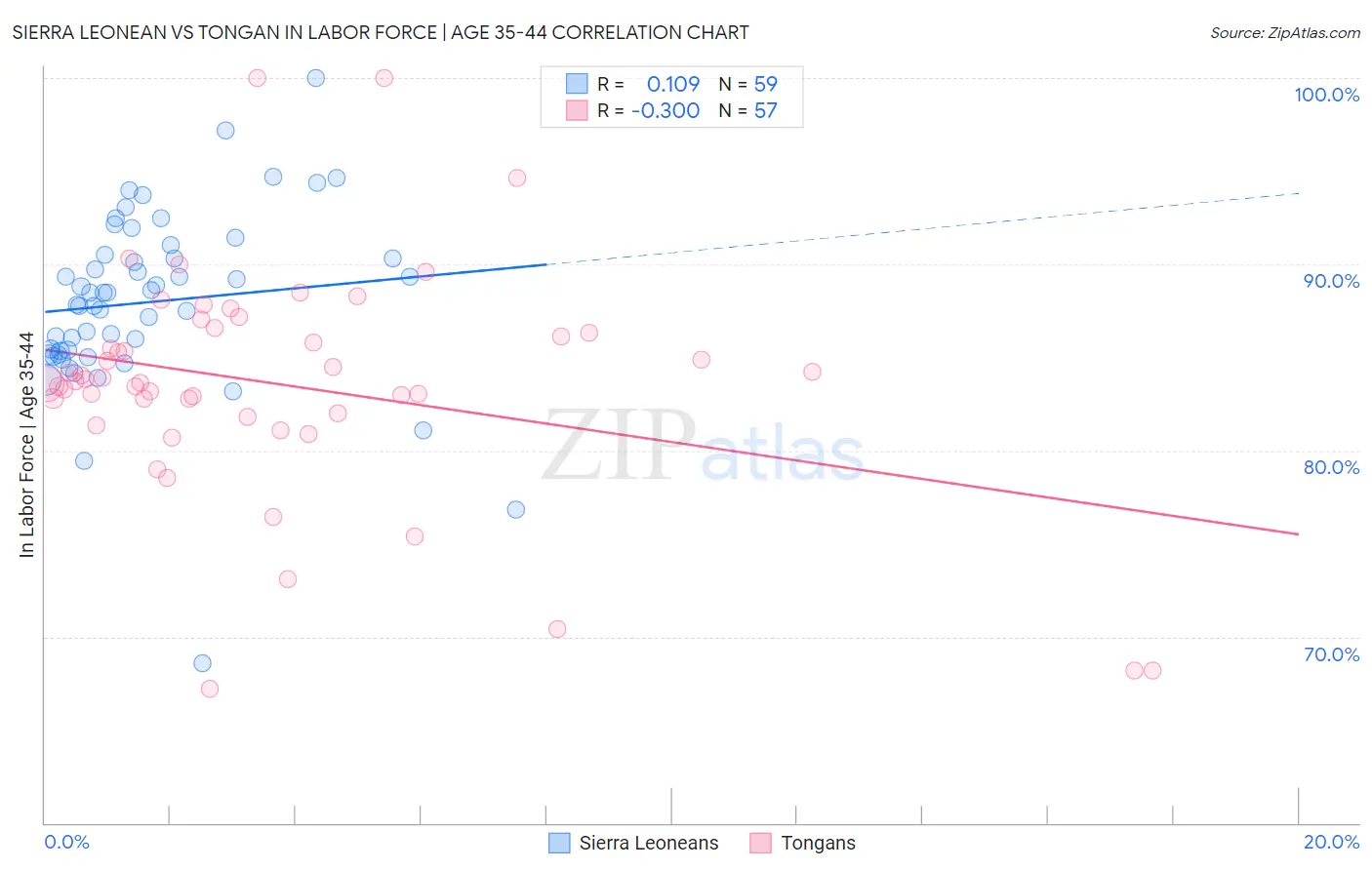 Sierra Leonean vs Tongan In Labor Force | Age 35-44