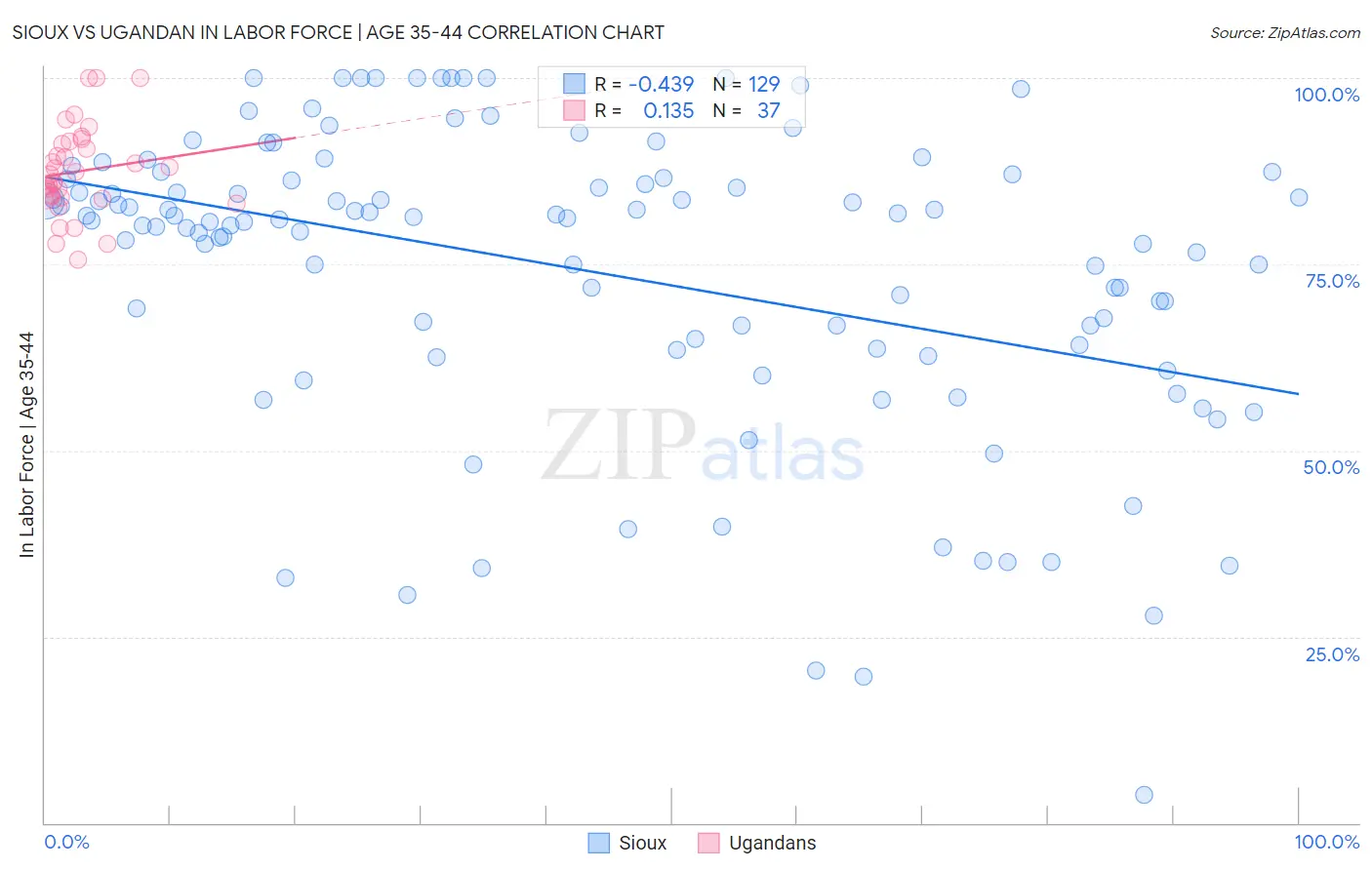 Sioux vs Ugandan In Labor Force | Age 35-44