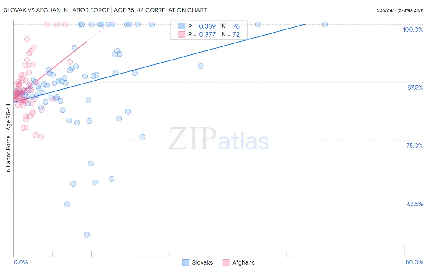 Slovak vs Afghan In Labor Force | Age 35-44