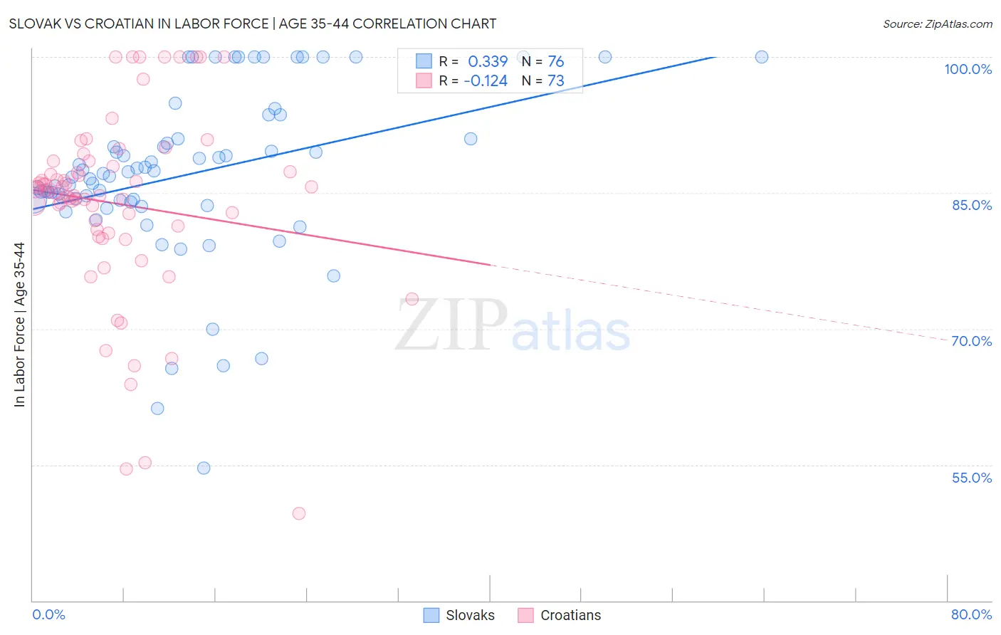 Slovak vs Croatian In Labor Force | Age 35-44