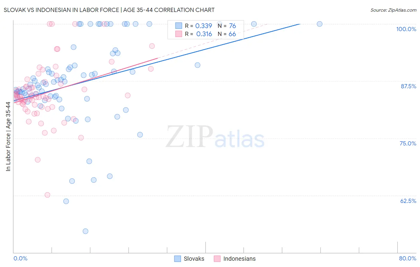 Slovak vs Indonesian In Labor Force | Age 35-44