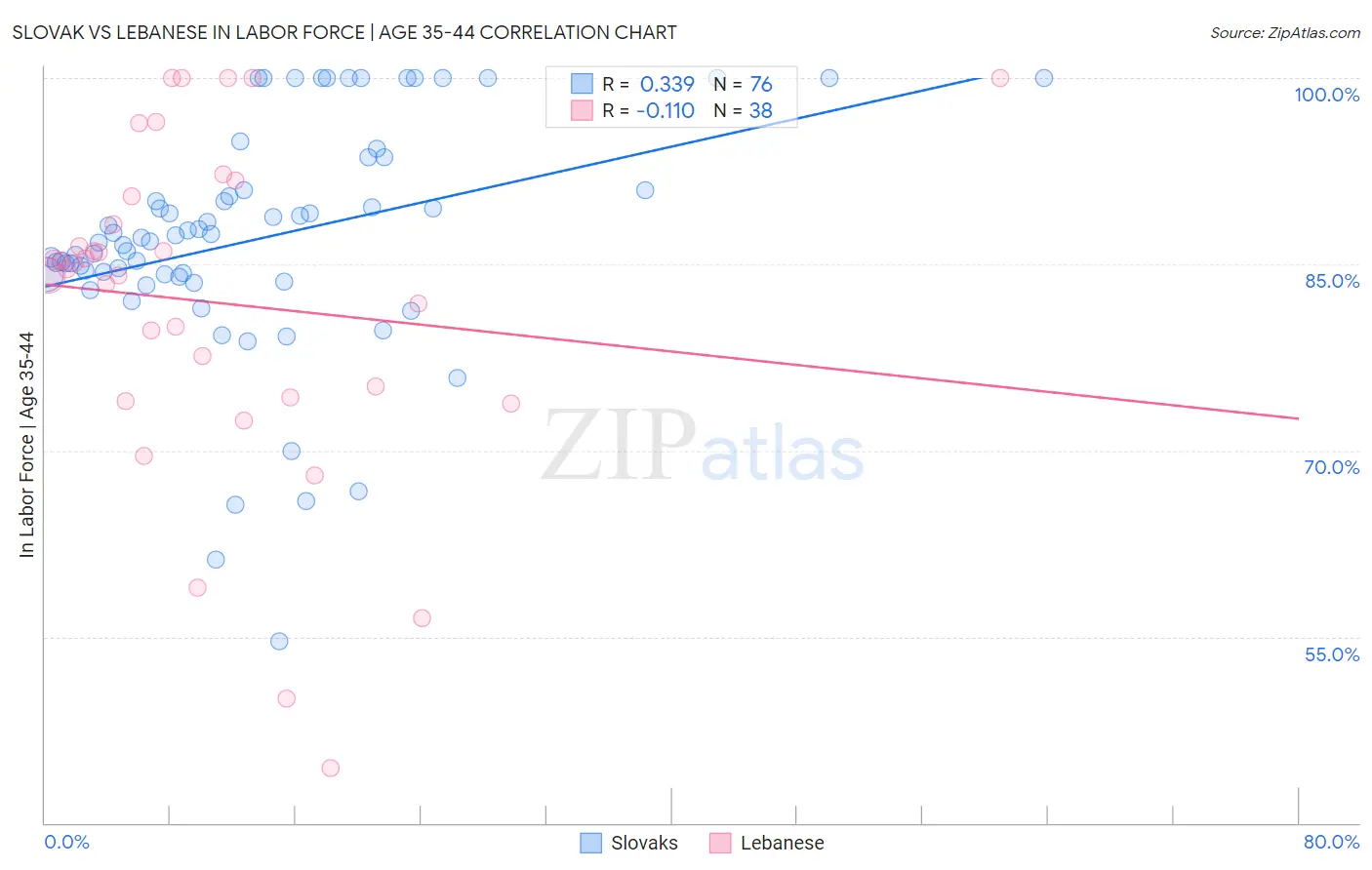 Slovak vs Lebanese In Labor Force | Age 35-44