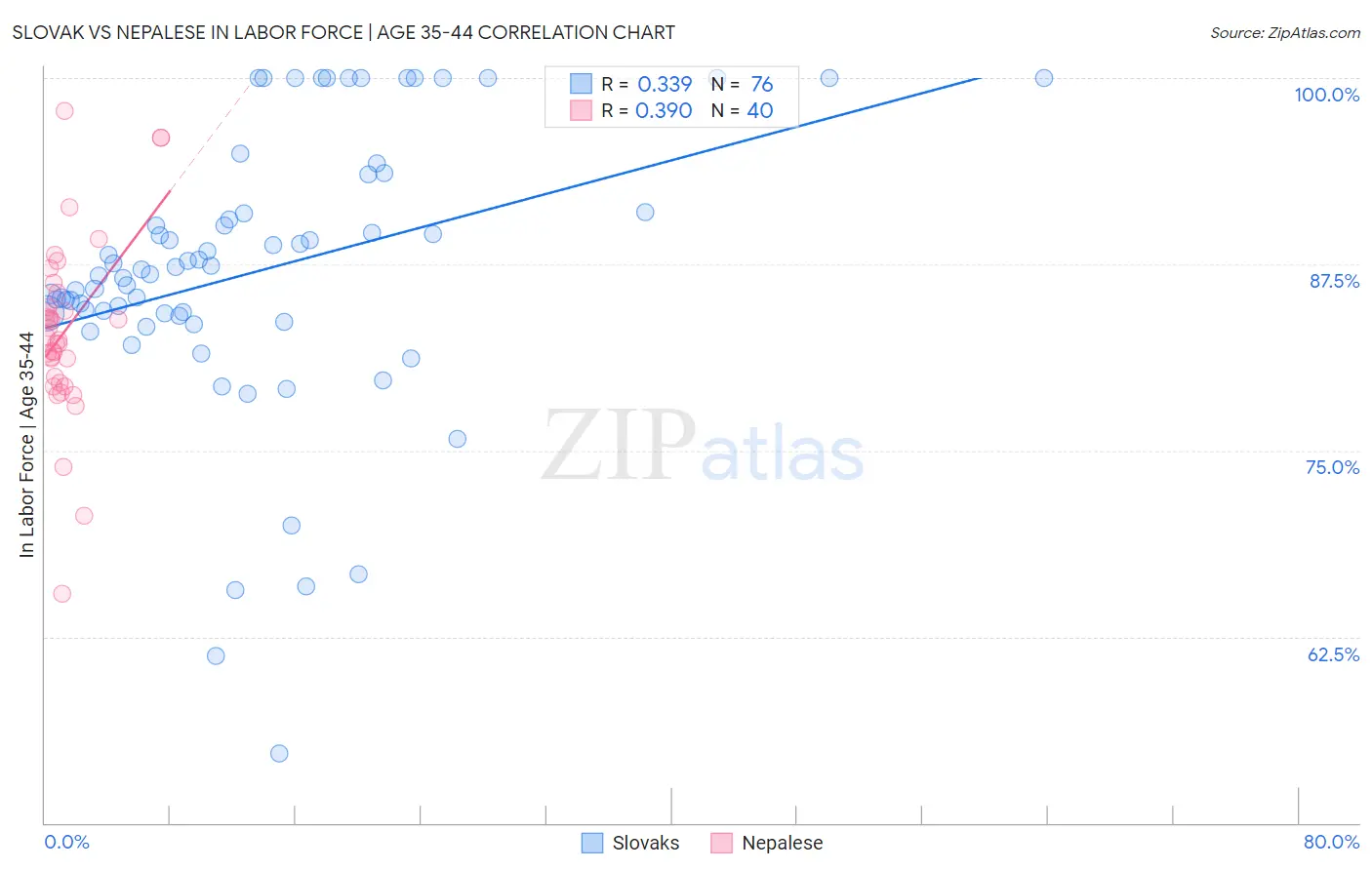 Slovak vs Nepalese In Labor Force | Age 35-44