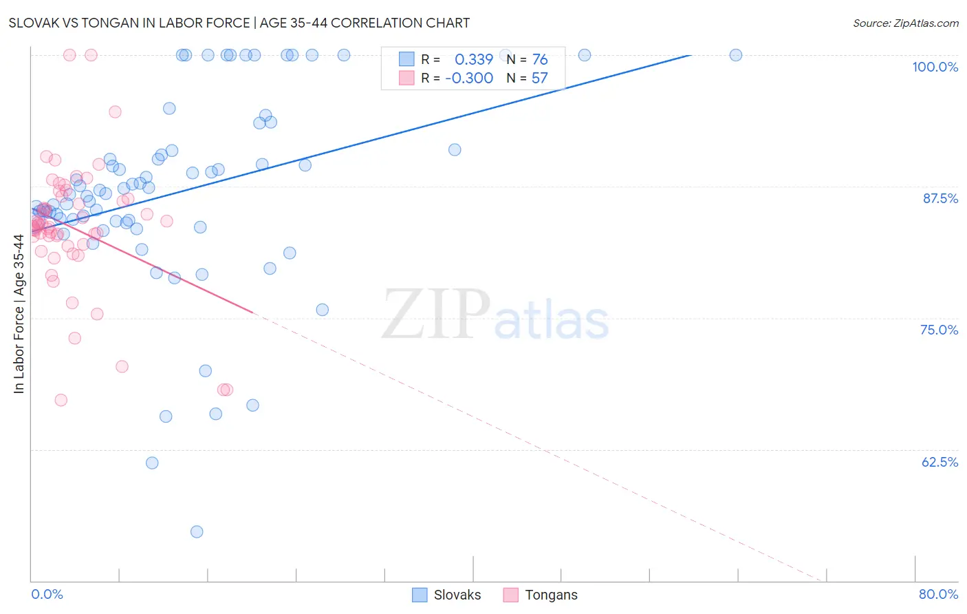 Slovak vs Tongan In Labor Force | Age 35-44