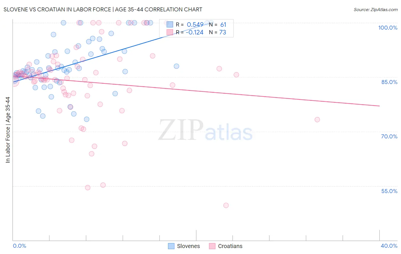 Slovene vs Croatian In Labor Force | Age 35-44