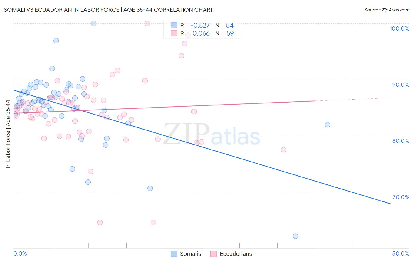 Somali vs Ecuadorian In Labor Force | Age 35-44