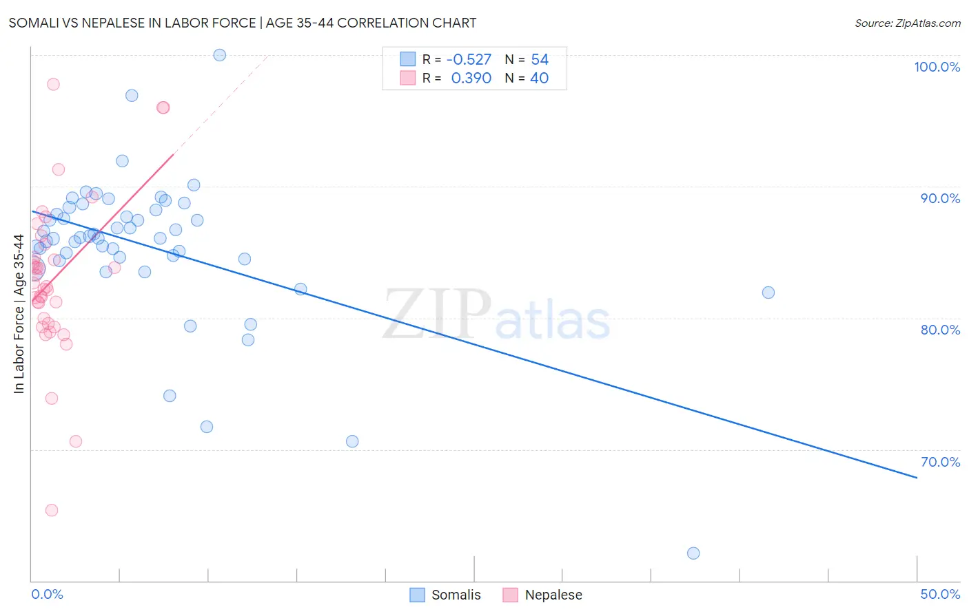 Somali vs Nepalese In Labor Force | Age 35-44