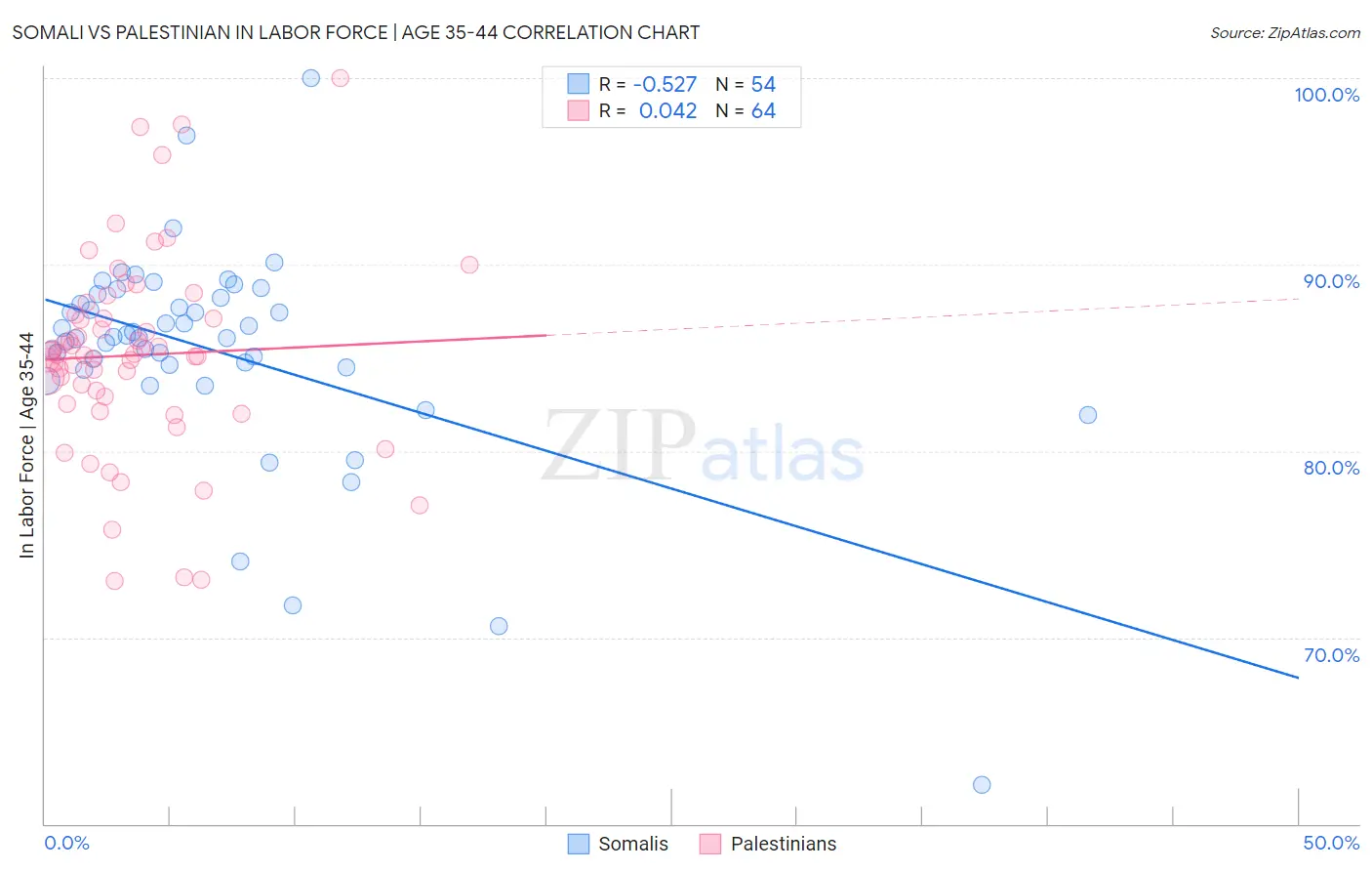 Somali vs Palestinian In Labor Force | Age 35-44