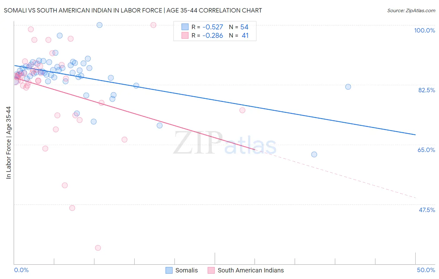 Somali vs South American Indian In Labor Force | Age 35-44
