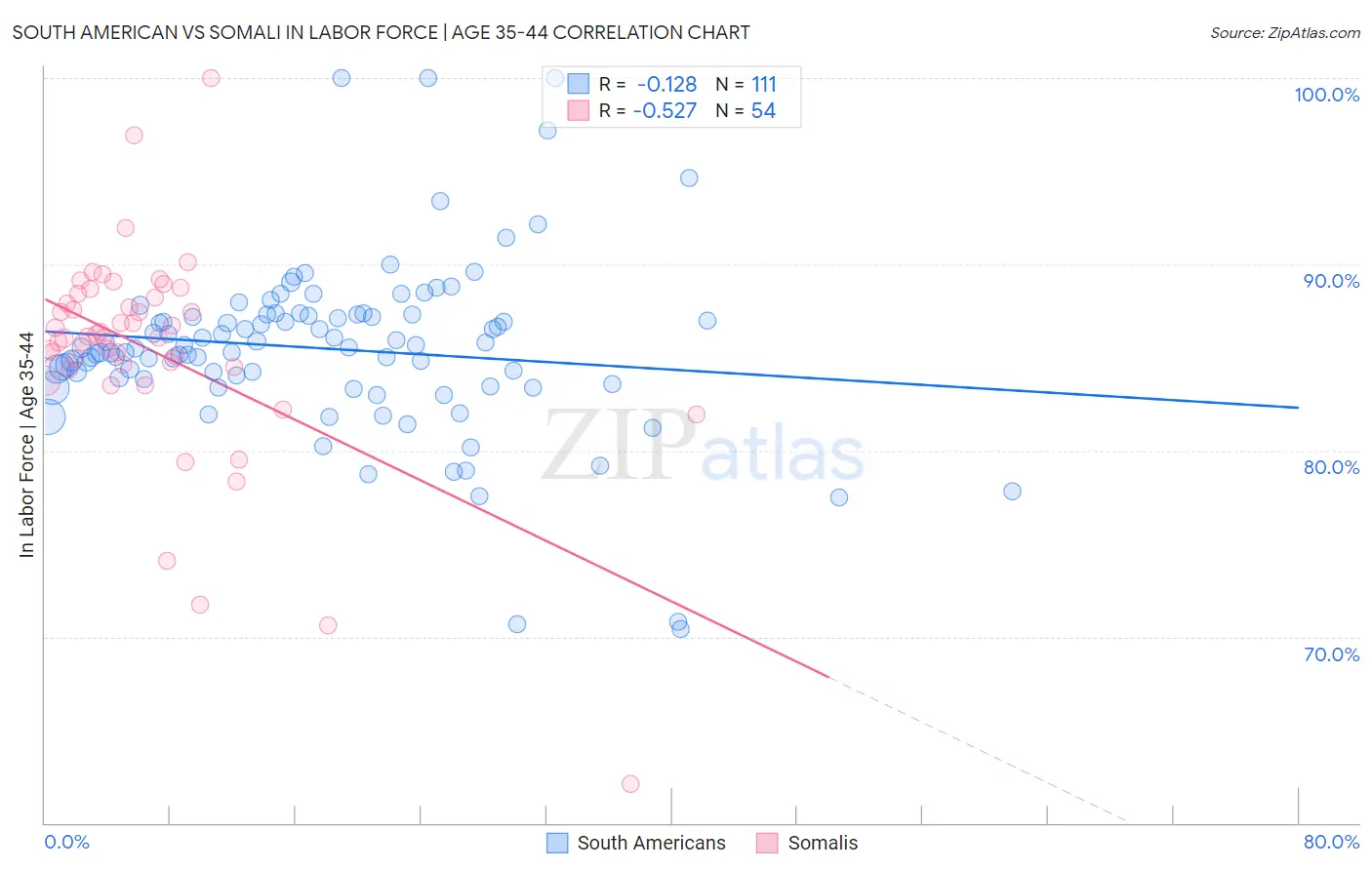 South American vs Somali In Labor Force | Age 35-44