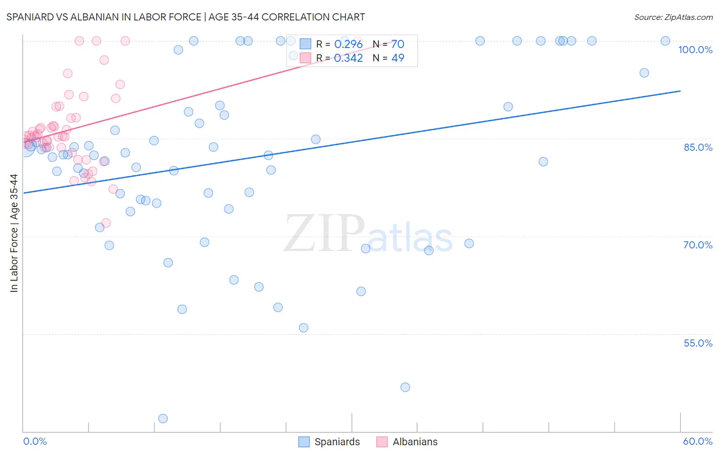 Spaniard vs Albanian In Labor Force | Age 35-44