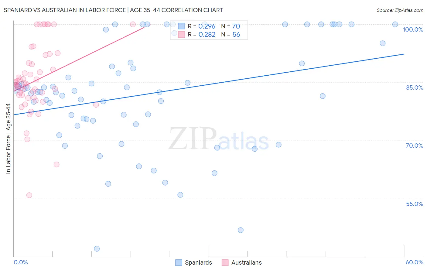Spaniard vs Australian In Labor Force | Age 35-44