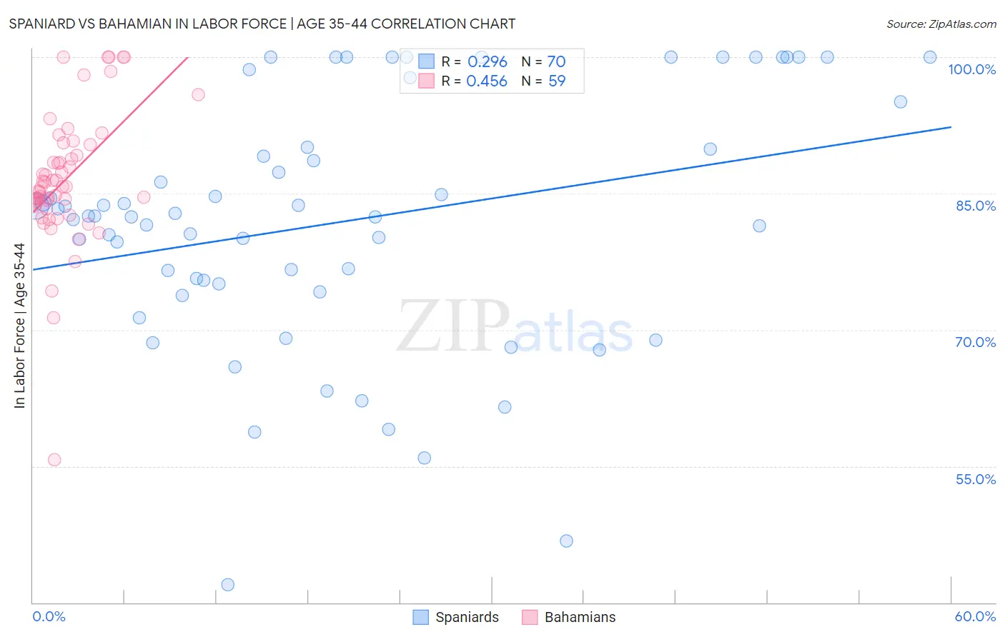 Spaniard vs Bahamian In Labor Force | Age 35-44