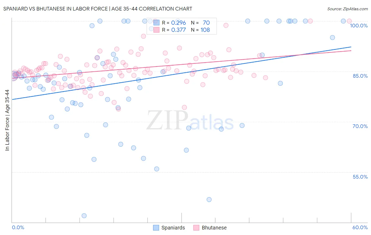 Spaniard vs Bhutanese In Labor Force | Age 35-44