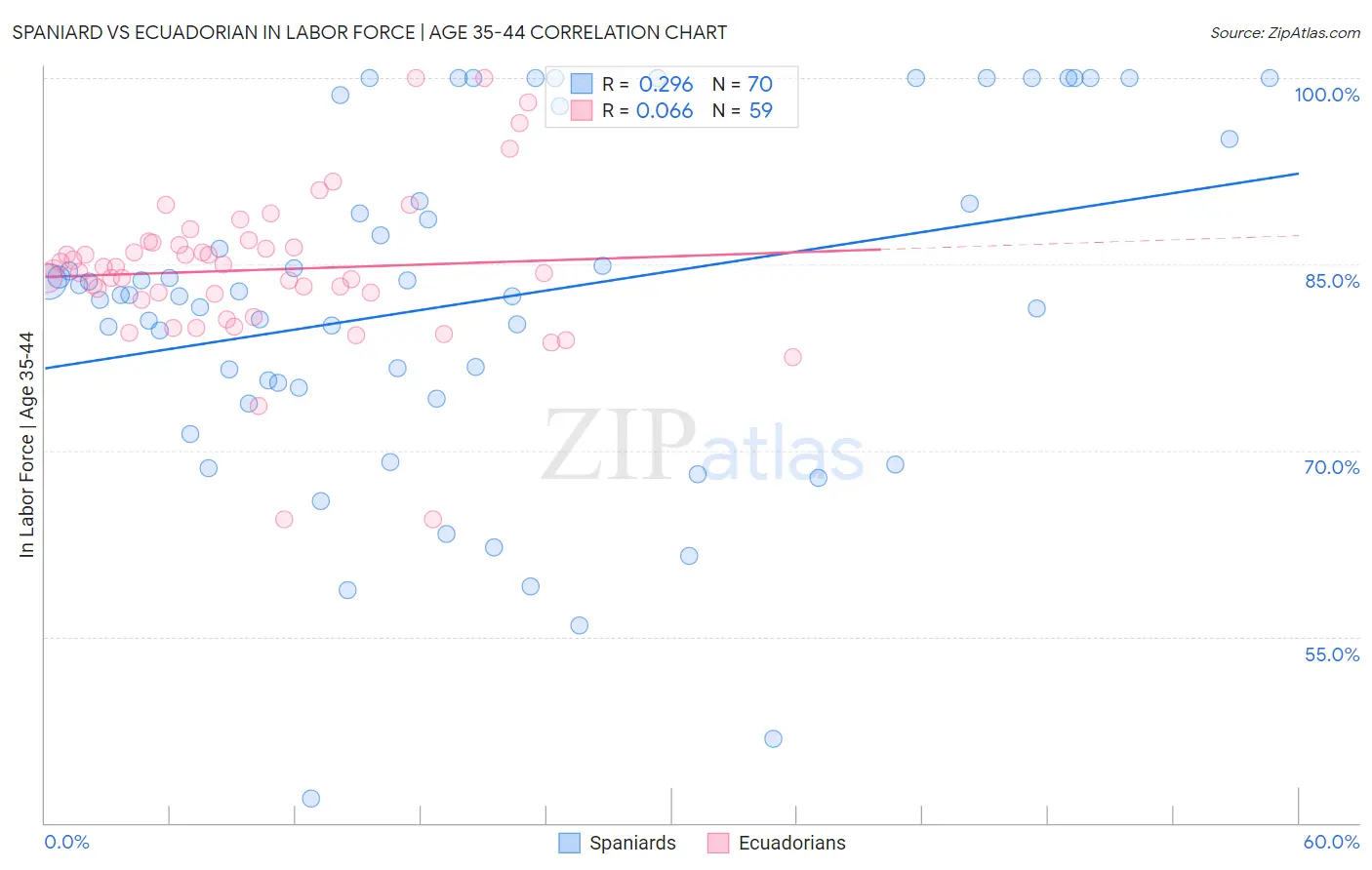 Spaniard vs Ecuadorian In Labor Force | Age 35-44