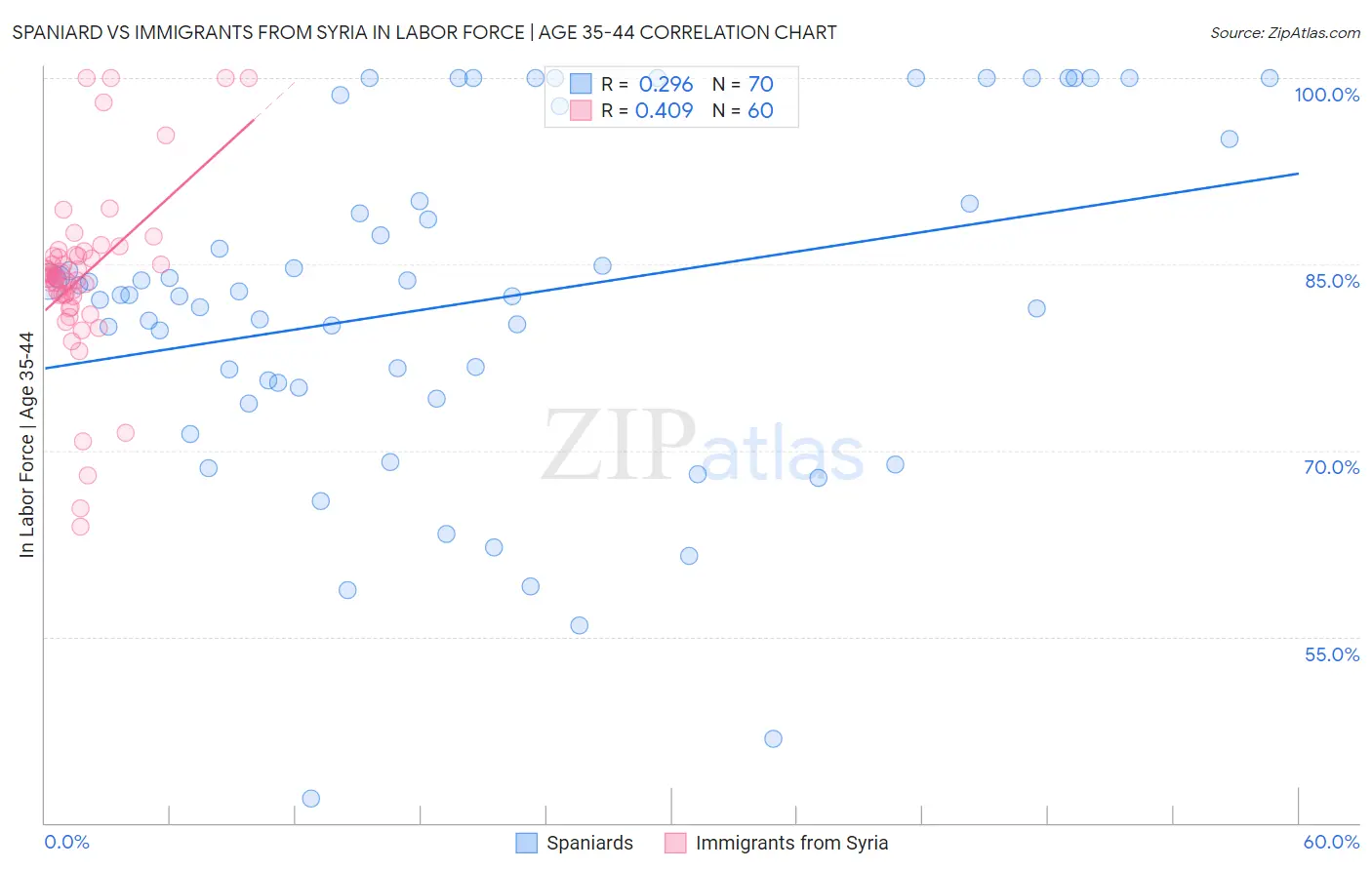 Spaniard vs Immigrants from Syria In Labor Force | Age 35-44