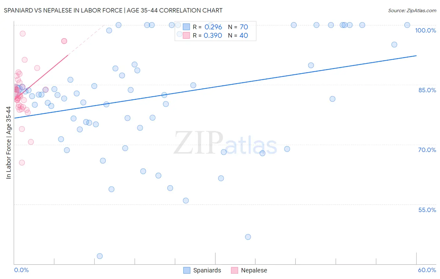 Spaniard vs Nepalese In Labor Force | Age 35-44